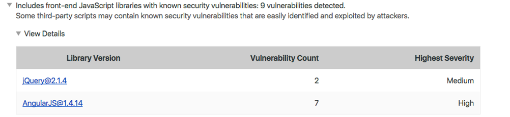 chart of javascript vulnerabilities